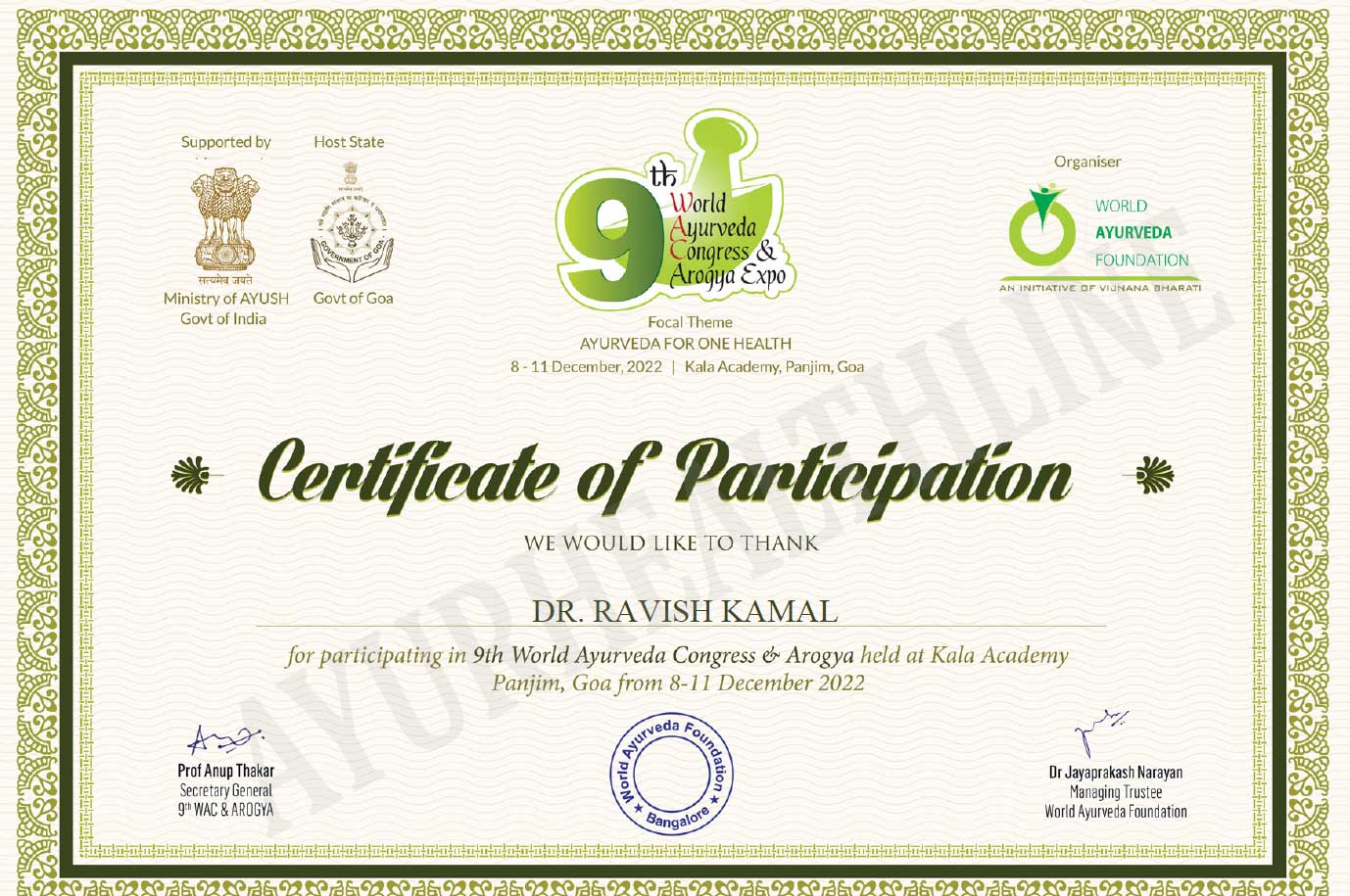 Dr.Ravish Kamal award